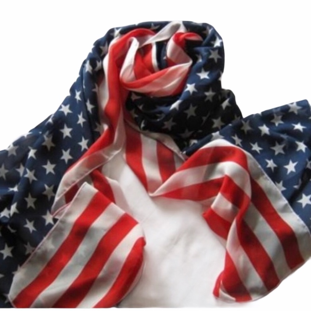 🆕 Chiffon American Flag Scarf